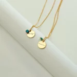 Round Disc Birthstone Necklace